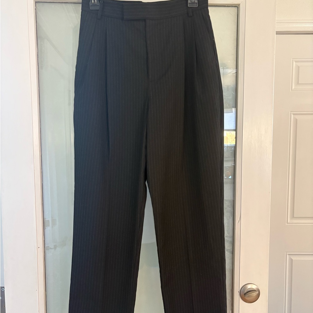 Rails Black Pinstripe Wide-Leg Dress Pants
